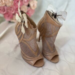 Up-cycled Jimmy Choo Orchid flowers sandals Heels shoes lace boots 6 36 wedding